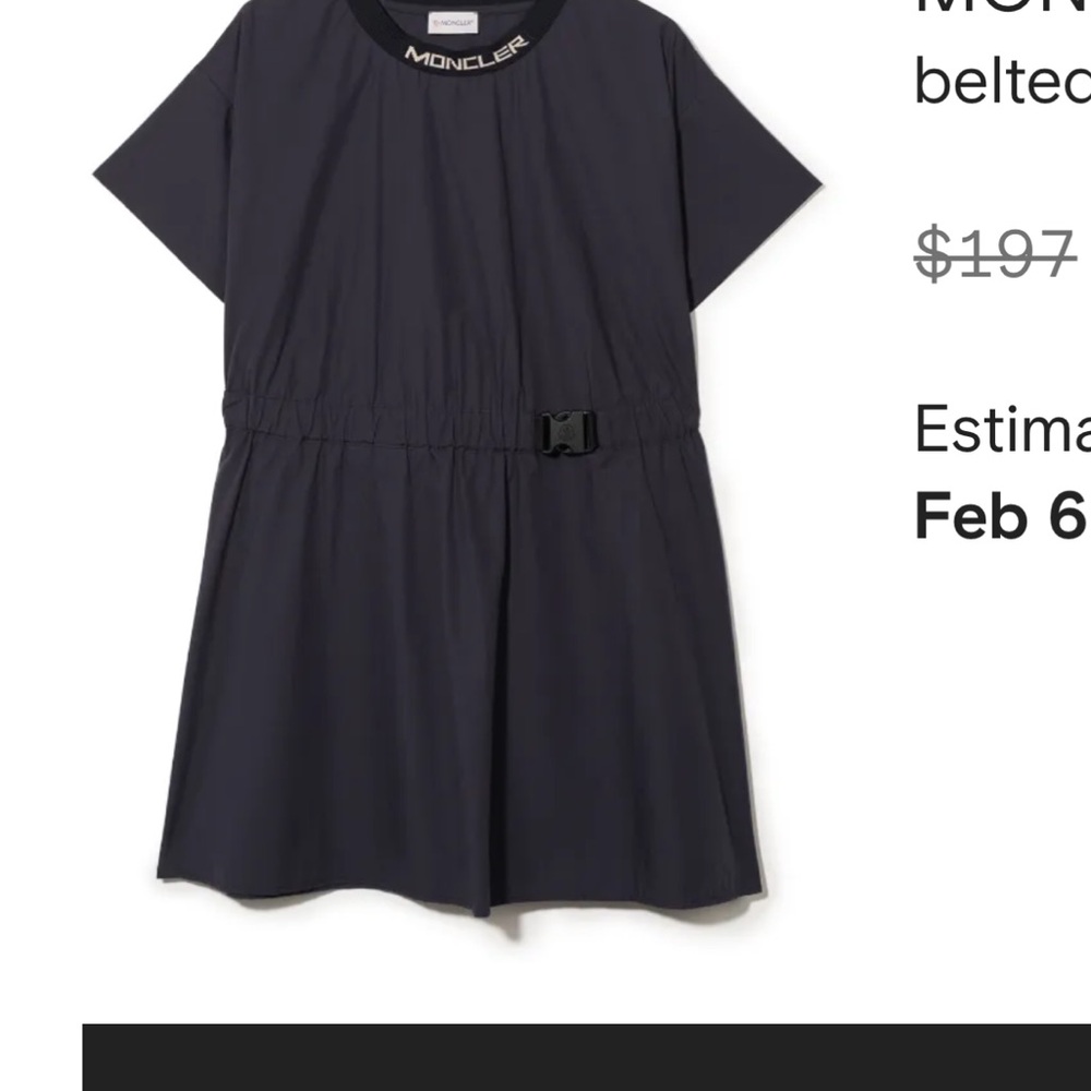 Moncler Black Short Sleeve Casual Dress with Buckle Waist